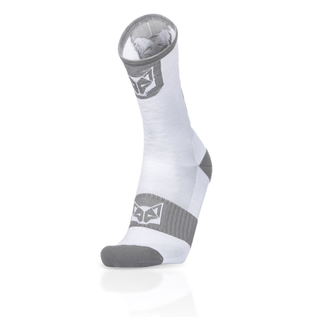 OTSO Cycling Socks High Cut Pure White & Silver Gray