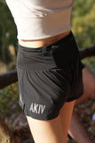 AKIV Women's 2-in-1 Multi-Pocket Running Shorts (Inner Tights Version)