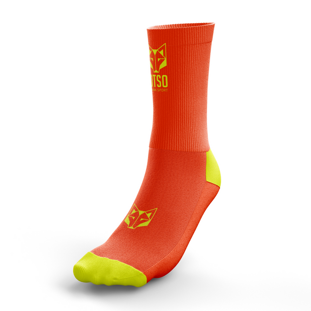 OTSO Multi-Sport Socks Medium Cut FLOOOW Fluo Orange & Fluo Yellow