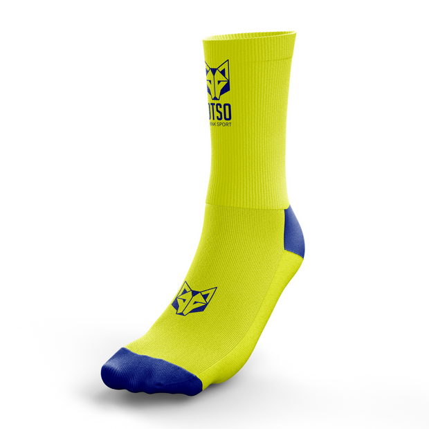 OTSO Multi-Sport Socks Medium Cut FLOOOW Fluo Yellow & Electric Blue