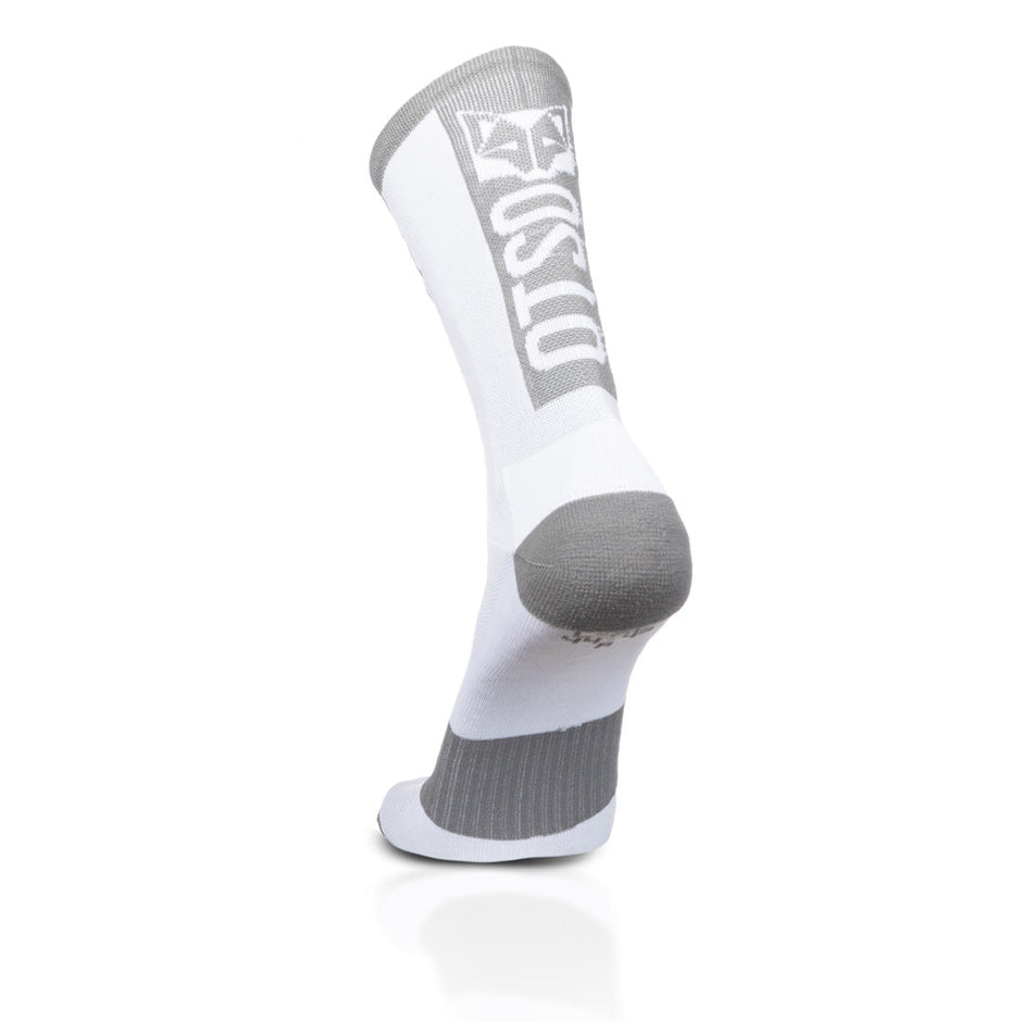 OTSO Cycling Socks High Cut Pure White & Silver Gray