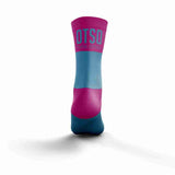OTSO Light Blue & Fluo Pink Medium Cut Multisport Socks