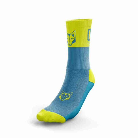 OTSO Medium Cut Multisport Socks Light Blue & Fluo Yellow