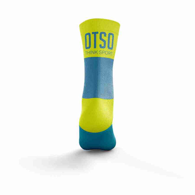 OTSO Multisport Socks Medium Cut Light Blue & Fluo Yellow
