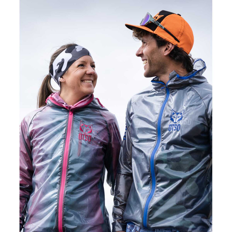 Unisex Waterproof Windbreaker Black & Royal Blue