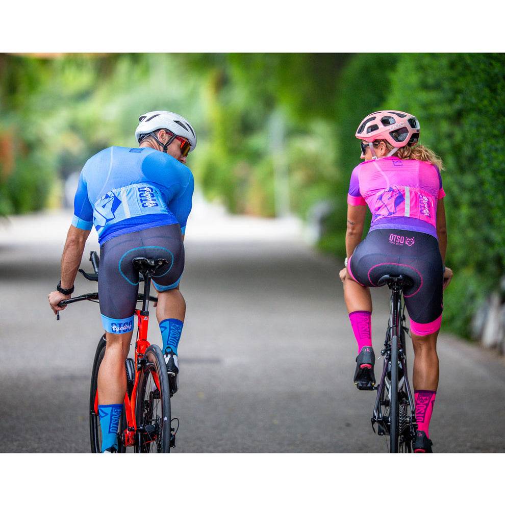 OTSO Cycling Socks High Cut Fluo Blue