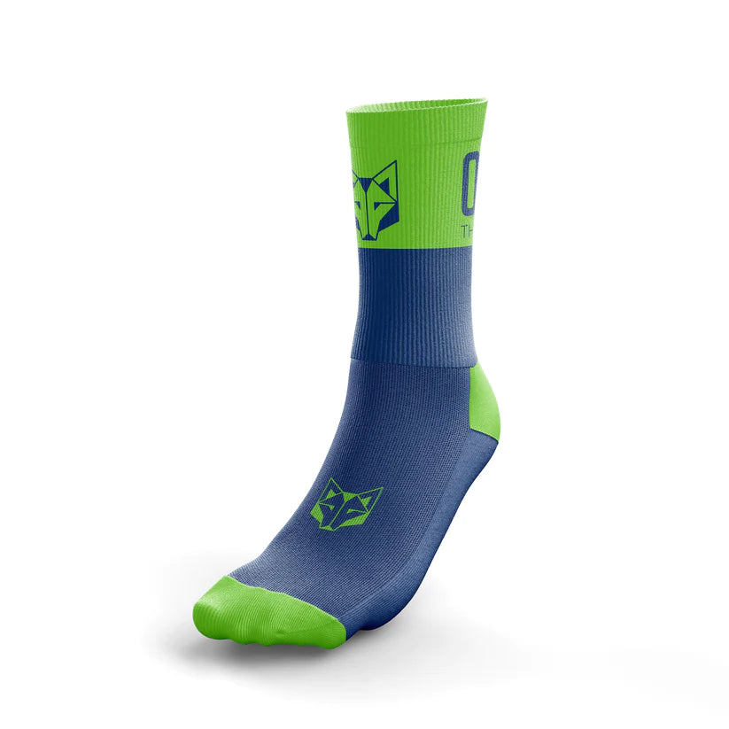 OTSO Multisport Socks Medium Cut Electric Blue & Fluo Green