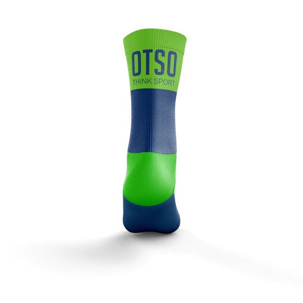 OTSO Multisport Socks Medium Cut Electric Blue & Fluo Green