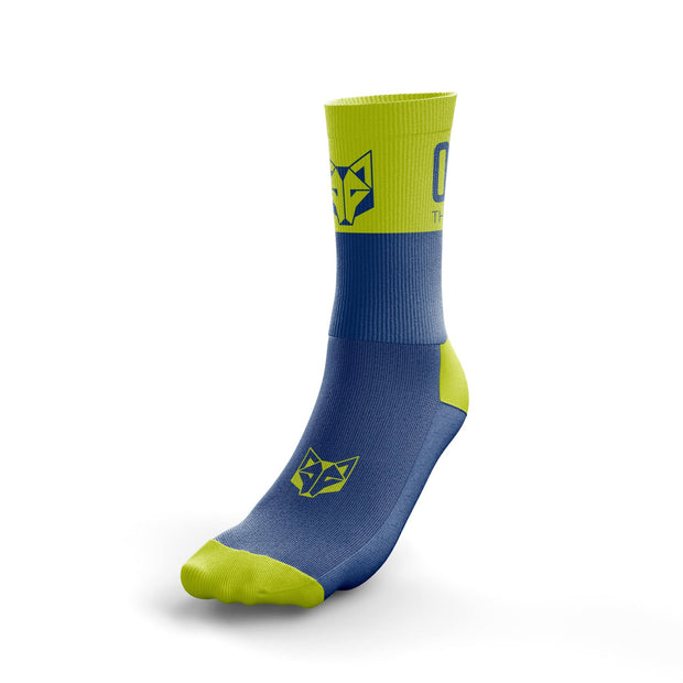 OTSO Multisport Socks Medium Cut Electric Blue & Fluo Yellow